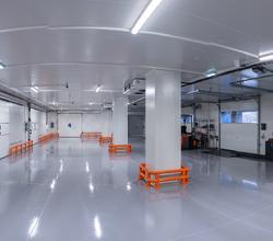 Receiving and dispatch area with safety barriers